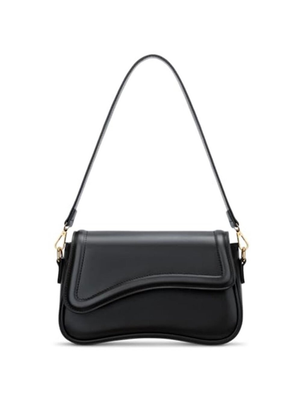KKXIU Black Shoulder Bag Underarm Hobo Purse Faux Leather Trendy Handbag